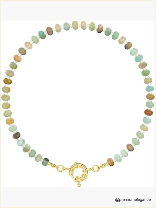 Jewelry - Beaded Gemstone Choker Necklace Handmade Boho Gold Plated